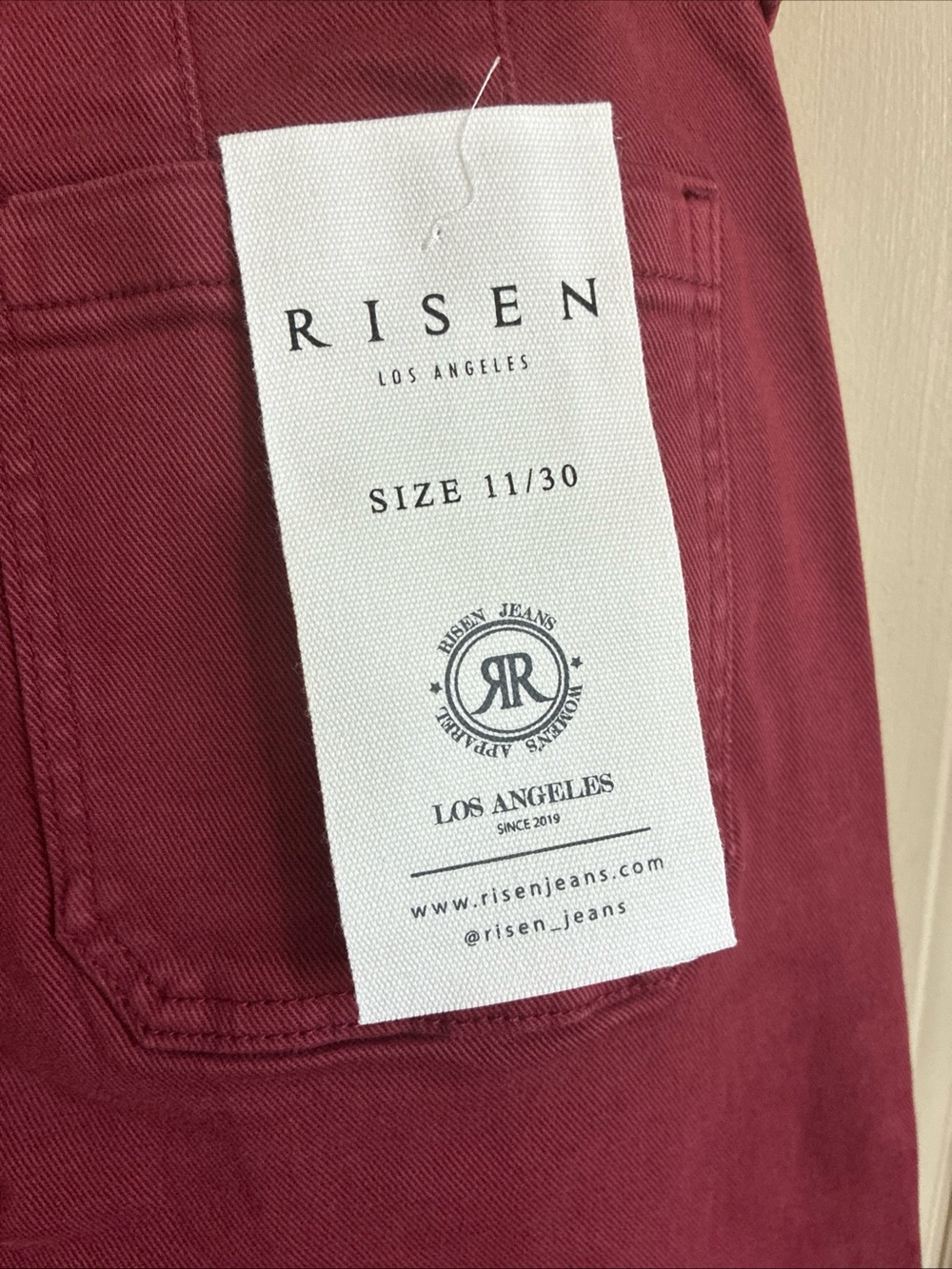 Risen Wide-Leg Tummy Control Jeans — Wine Red - Picture 8 of 12
